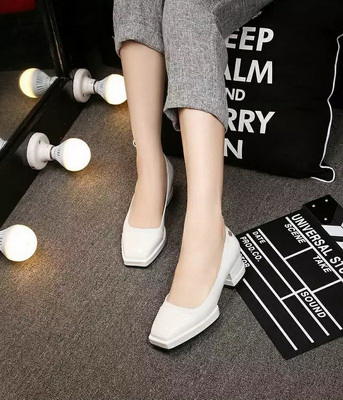 CHANEL Shallow mouth Block heel Shoes Women--016